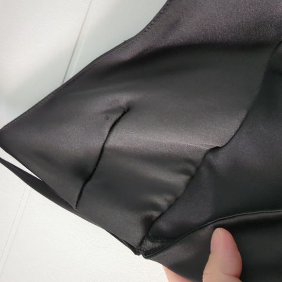 Zara Viral Silky Satin Elegant Black Cut Out Slip Mini Dress Spaghetti Straps - Picture 10 of 11